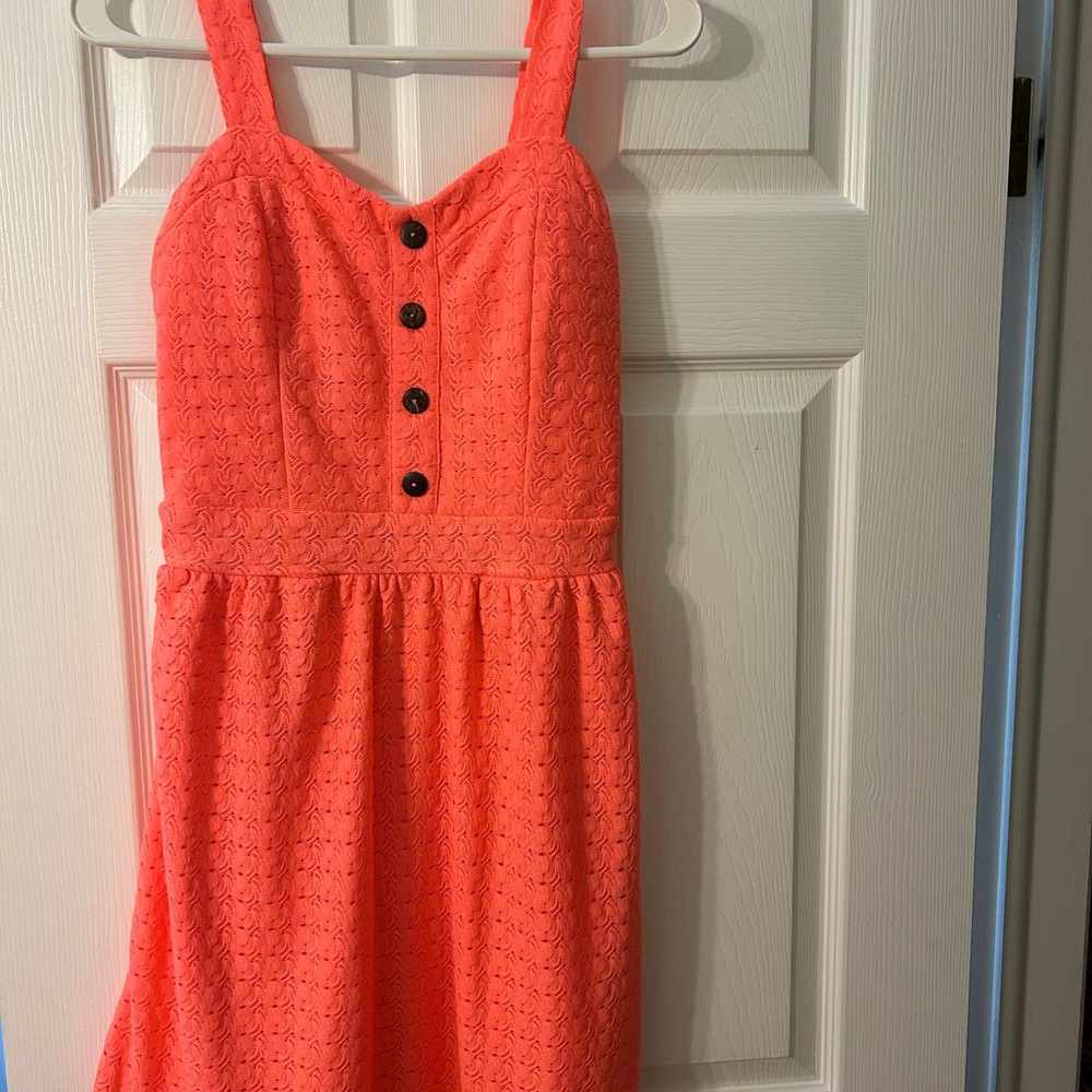 Coral Charlotte Russe Button-Front Dress